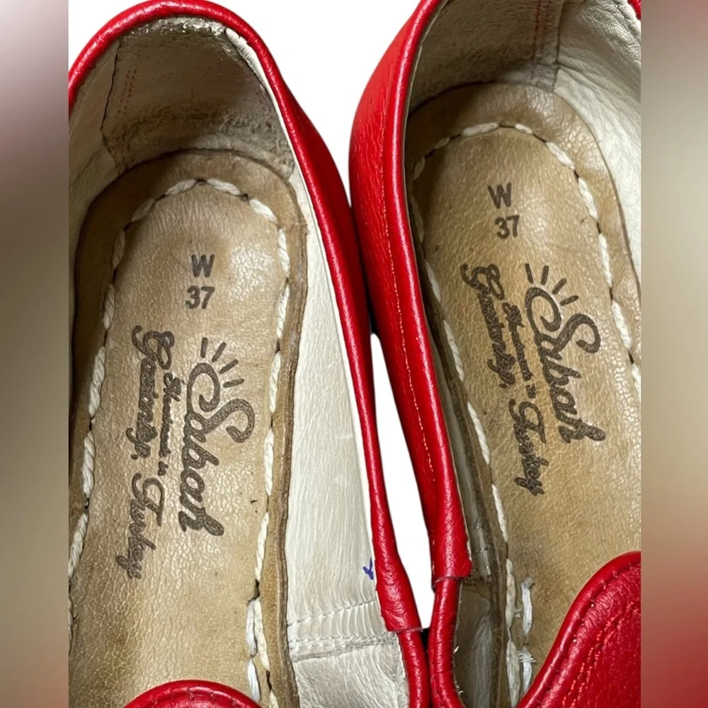 Sabah Felli Red Leather Slip-On Shoes Women’s Size 37 (US 6-6.5) Retail $210 - Picture 8 of 13